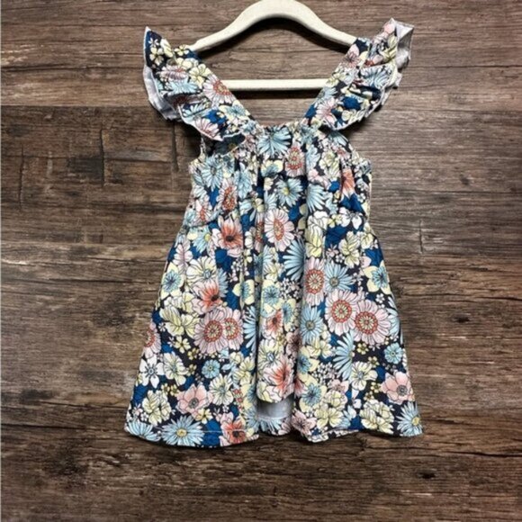 Pink and Blue Floral Ruffled Tiered Sundress - Picture 1 of 8